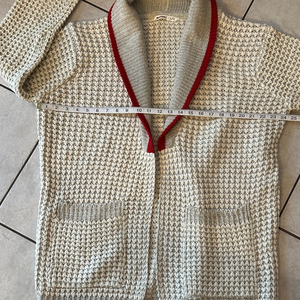 BLUENOTES Cream and Red Knit Cardigan Sz L NWOT - Picture 9 of 10